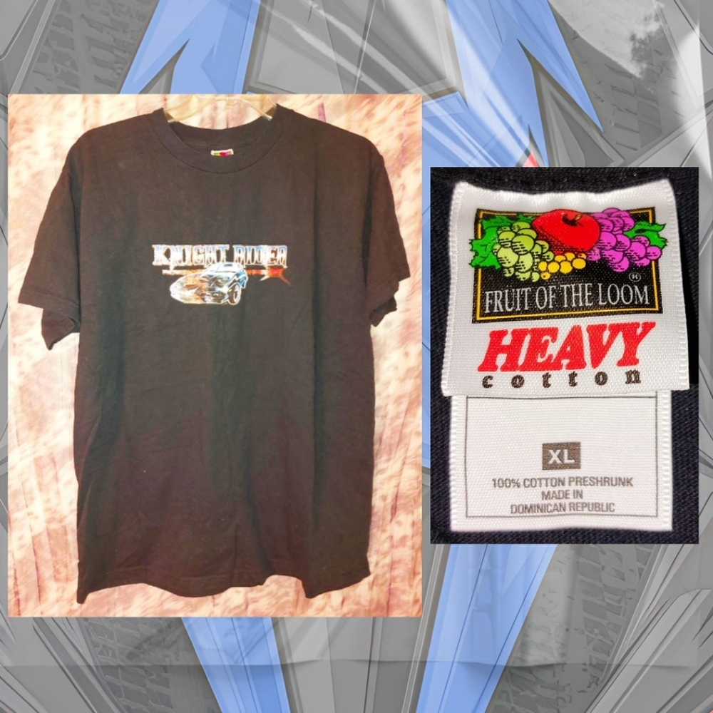 Fruit of the Loom brand Blk/Multiclr Knight Rider KITT Car Print Knit T-shirt XL